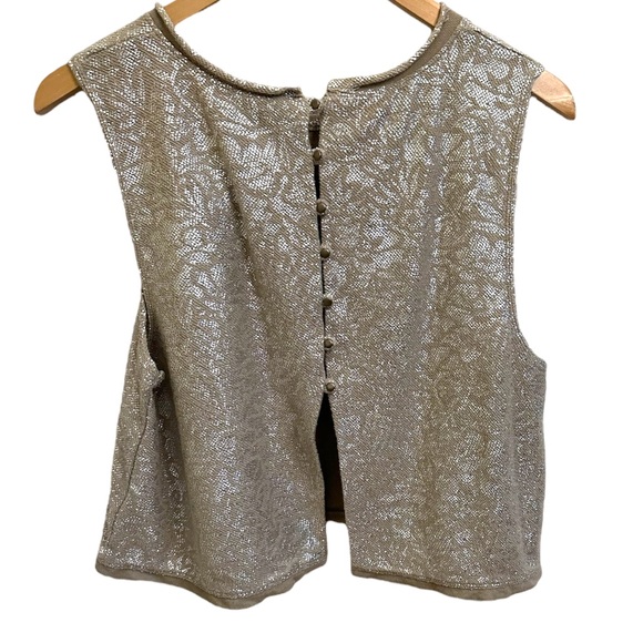free people Silver and Tan Knit Button Back Sleeveless Knit Crop Top - Picture 9 of 12
